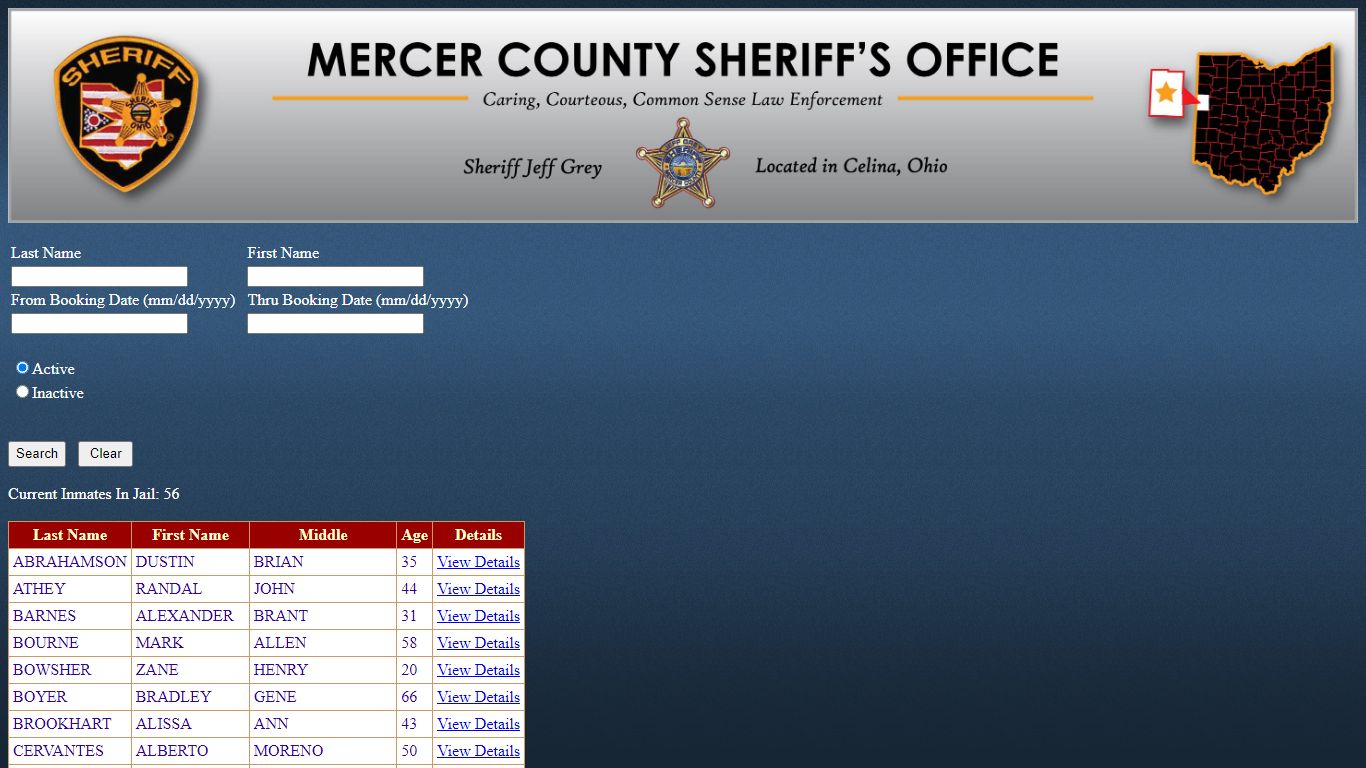 Mercer County Sheriff's Office Jail Inmate Search