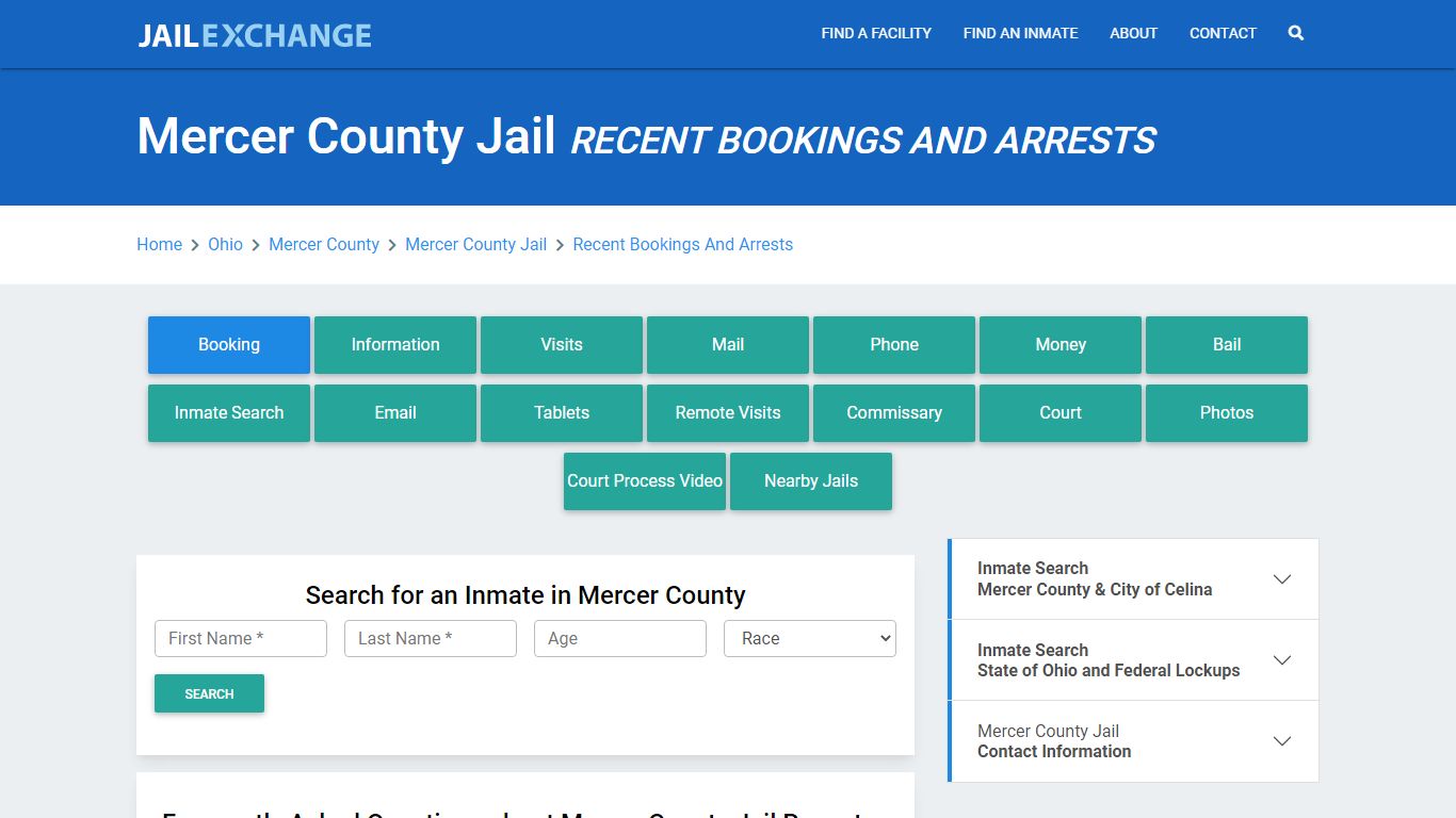 Mercer County Jail OH Recent Arrests and Bookings - Jail Exchange